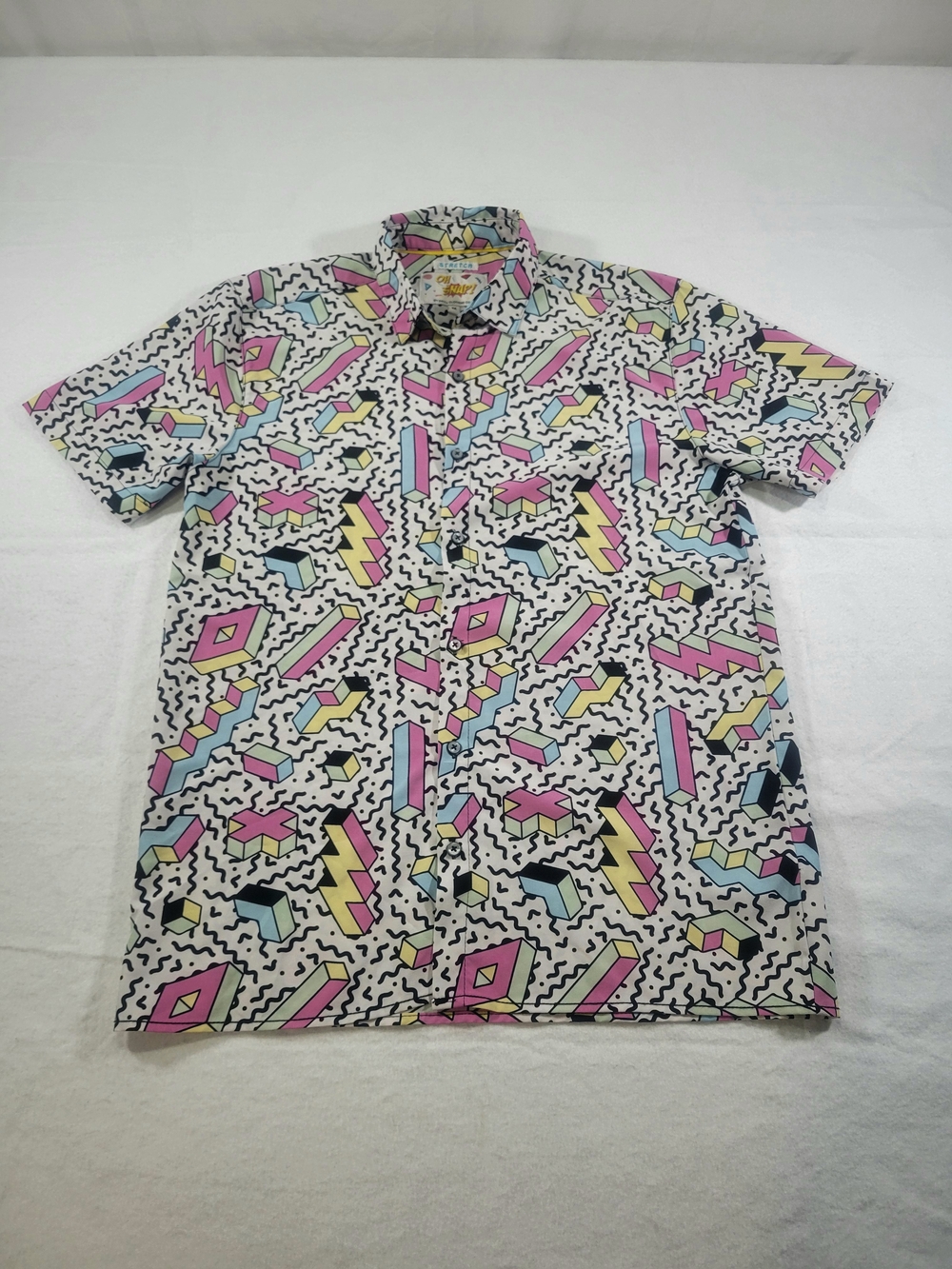 Oh Snap! Drill Clothing Mens Size M Design 90s MTV Era Retro Button Down Shirt